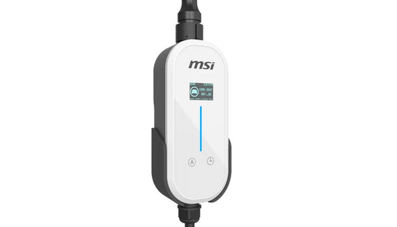 MSI EV Charger White Ezgo 10A+15A+Home kit, Single Phase, 230V, 1PH, 2.3KW & 3.4KW, 5M Type 2 Charging gun, 1.8'LCD,  IP66, 1.5T, Bluetooth
