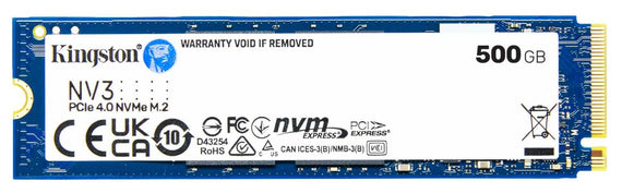 Kingston SNV3S NV3 500G PCle 4.0x4 NVMe M.2 2280 SSD 5000/3000MB/s 3D HAND compaitible Notebook and SFF 5Y Limited