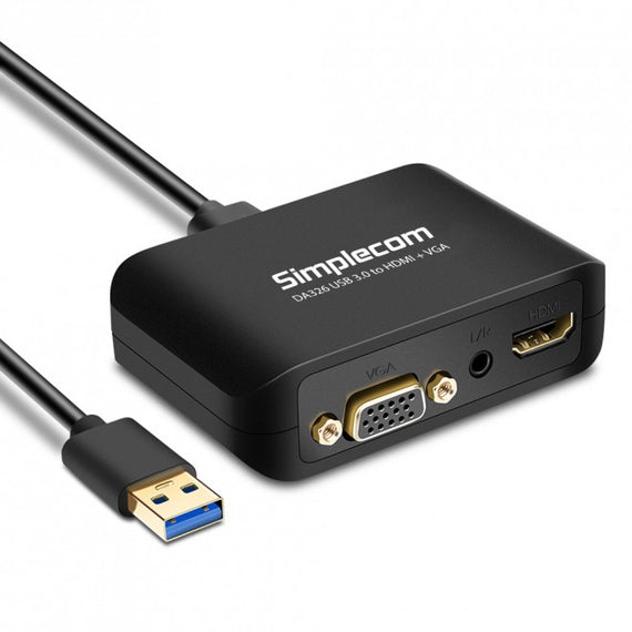 (LS) Simplecom DA326 USB 3.0 to HDMI + VGA Video Adapter with 3.5mm Audio Full HD 1080p - Works With NUCs