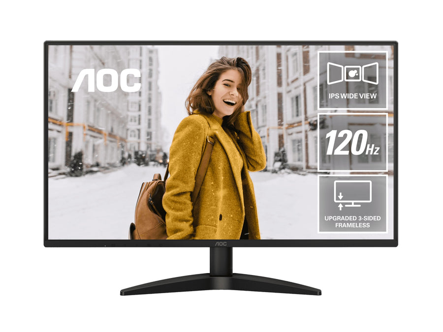 AOC 27' 120Hz IPS 1920 × 1080 (FHD), 300 cd/m2,  VGA × 1, HDMI 1.4 × 1 1ms Adaptive Sync, Office and Home monitor. 2025