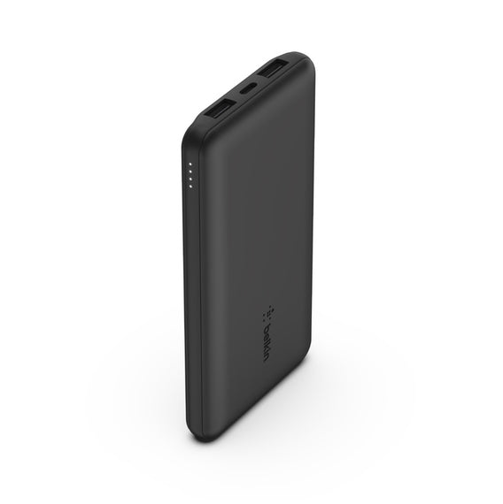 Belkin BoostCharge CCC-Certified 10k mAh Power Bank (Triple-Port) + USB-C to USB-A Cable - Black (BPB011BTBK), 2xUSB-A (12W), 2 Years Warranty