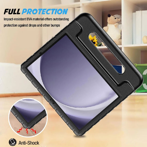 USP Samsung Galaxy Tab A9+ (11') Kid Friendly Case Black - Shockproof, Raised Edges, 180° Rotation, Portable & Lightweight, 3 Years Warranty