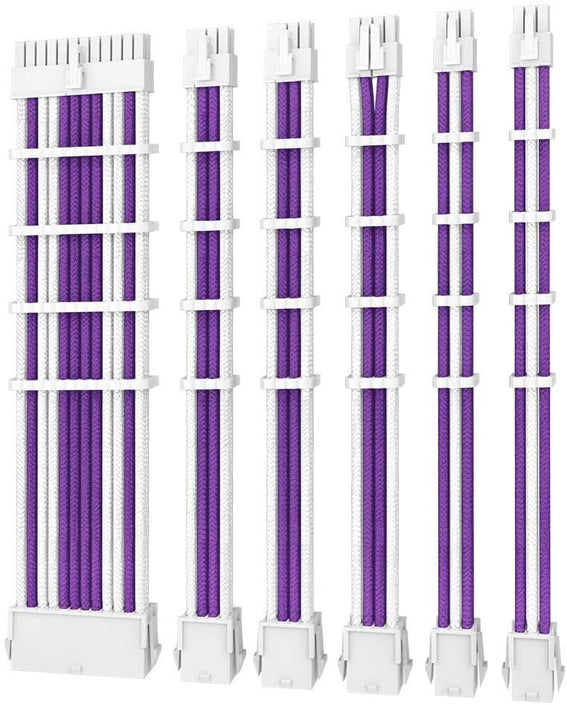 Antec PSU -  Sleeved Extension Cable Kit V2 - Purple / White. 24PIN ATX, 4+4 EPS, 8PIN PCI-E, 6PIN PCI-E, Compatible with Standard PSU (LS)